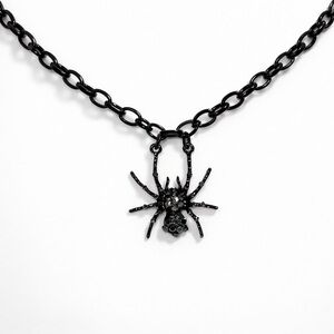 Black Spider Pendant Necklace